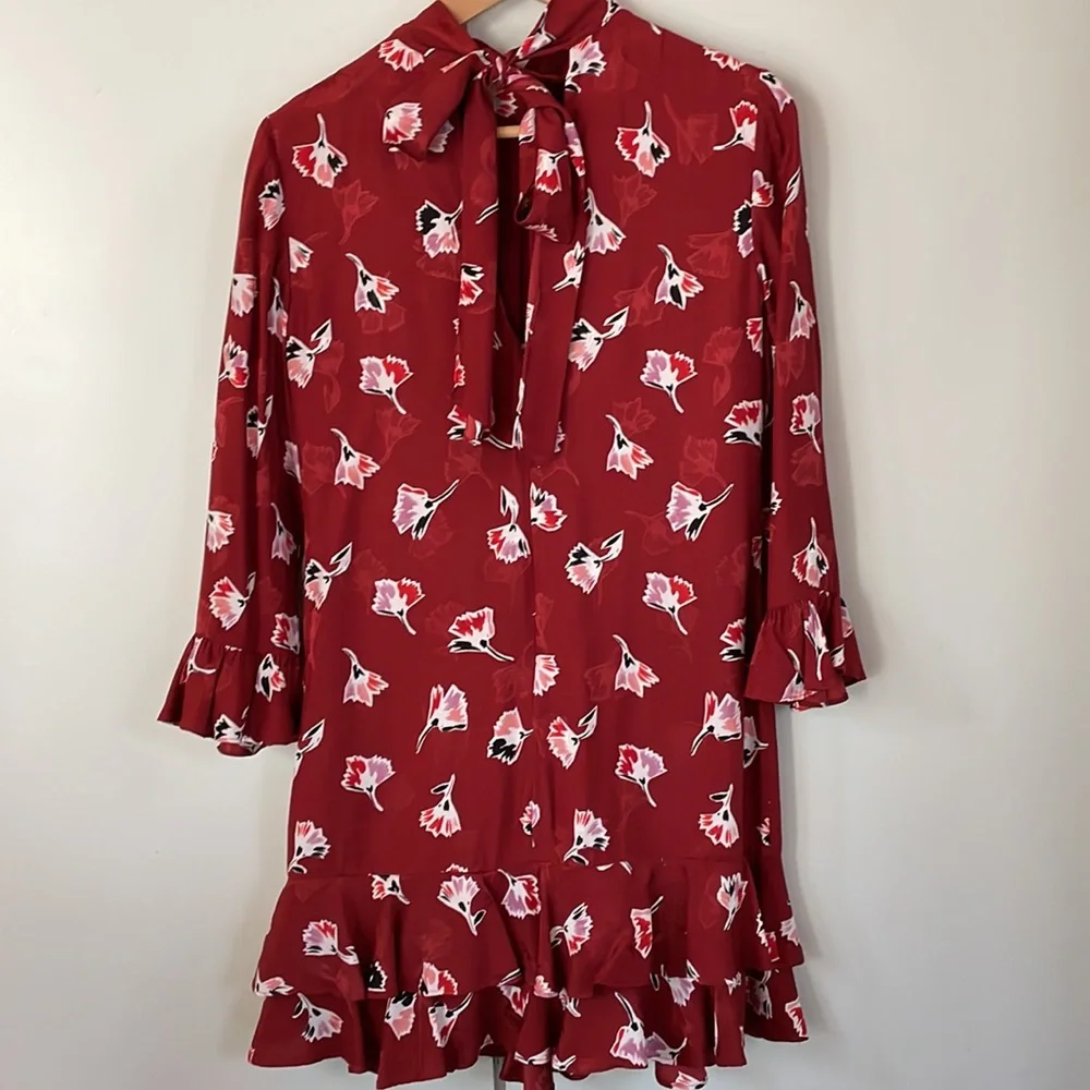 Rebecca Taylor Dress Paintbrush Floral Silk Blend Lined, Size 4 - Picture 4 of 16